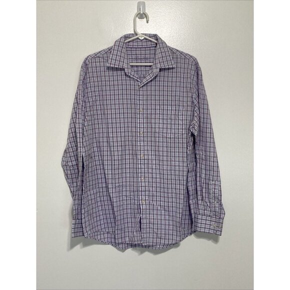 Tasso Elba Shirt Mens Large 16 32/33 Regular Fit Non Iron Button Up Long Sleeve - Picture 1 of 7